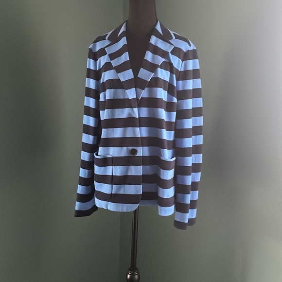 Talbots Navy and Sky Blue Striped jacket - Picture 1 of 4